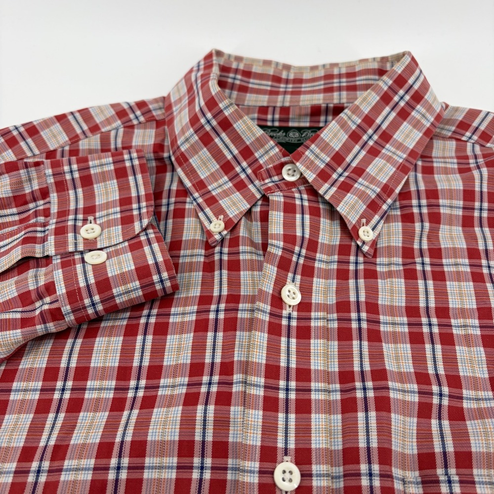 Brooks Brothers Country Club Mens L Button Down Plaid Checkered Shirt